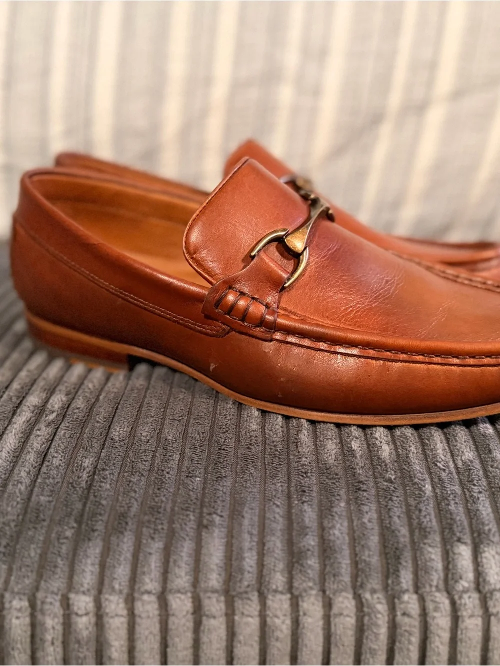 Donald J. Pliner Chestnut Leather Bit Loafers